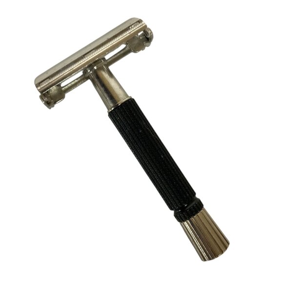 Vintage Gillette Super Speed Flare Tip Safety Razor Black Twist-To-Open USA - Picture 1 of 9